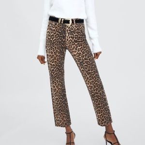 NEW - Zara Leopard Print Jeans (Firm Price)